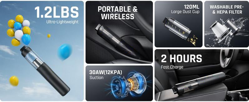 ??LAST DAY SALE 49% OFF??Slim V8 Mate Cordless Car Vacuum High Power 12000Pa/30AW