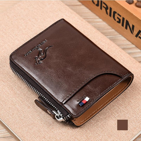 (๐2025 New Year Hot Sale๐)Men Wallet Zipper Genuine Leather Purse ( RFID PROTECTED )