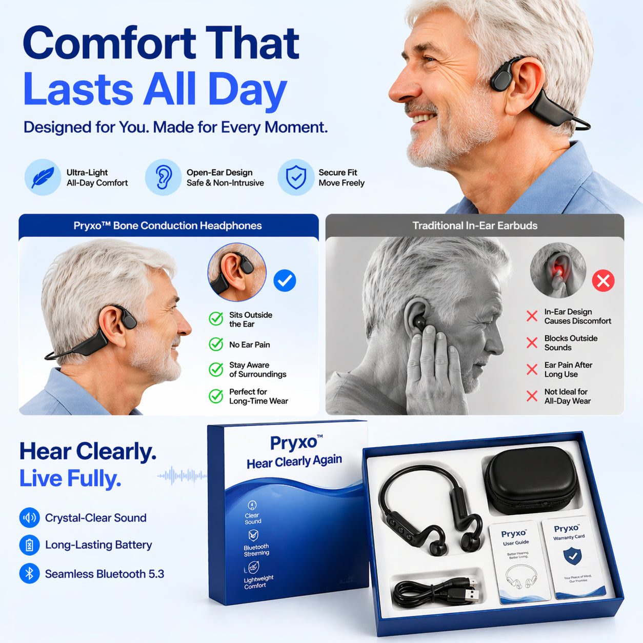 🌎Ends Today: 83% OFF!⏰👂Revitalize your ears again💖 💥 LIMITED TIME OFFER!🔥Bone Conduction Smart Hearing Aid Bluetooth Earphones