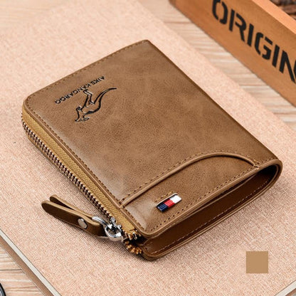 (🎁2025 New Year Hot Sale🎁)Men Wallet Zipper Genuine Leather Purse ( RFID PROTECTED )
