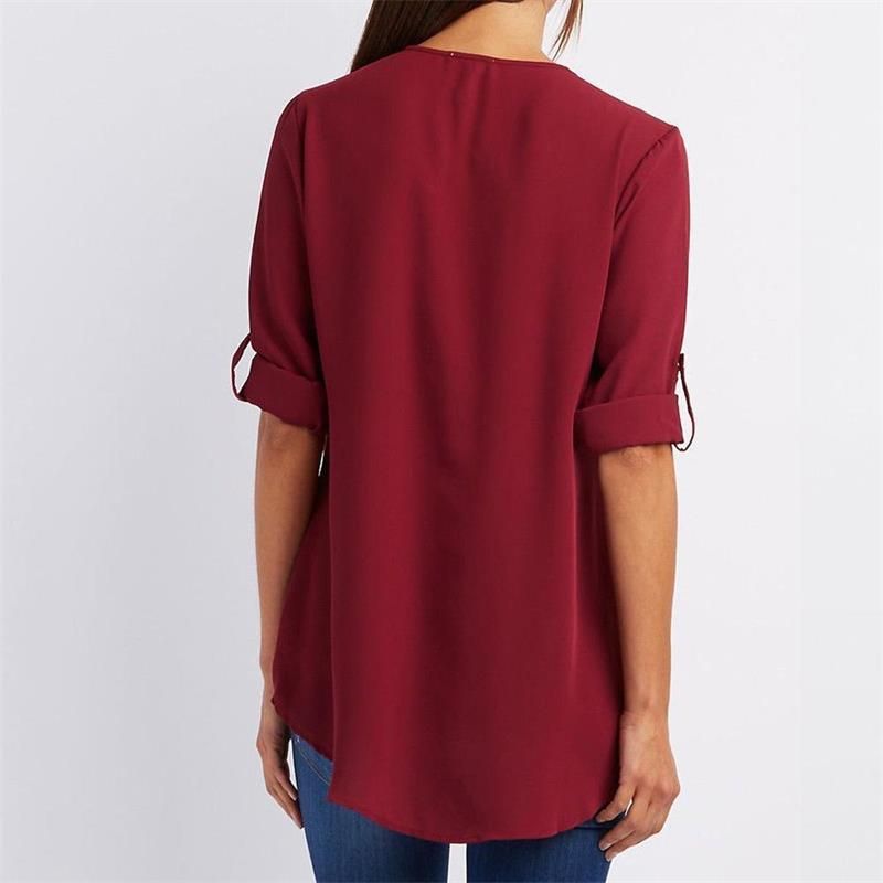 Women's V-neck Zipper Plus Size Long-sleeved Chiffon Shirt??Buy 2 Automatic 10% Off??