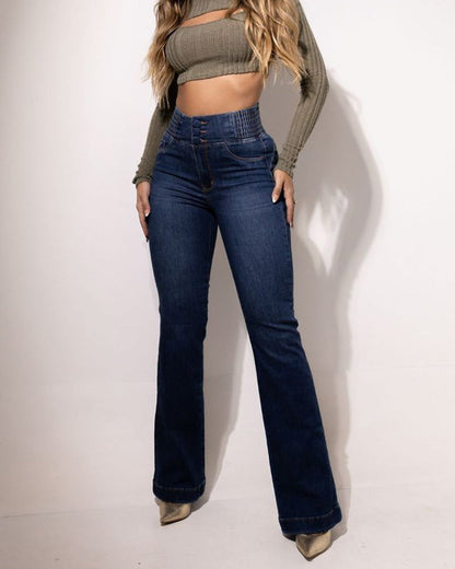 Stretch Flare Jeans With A High Waist