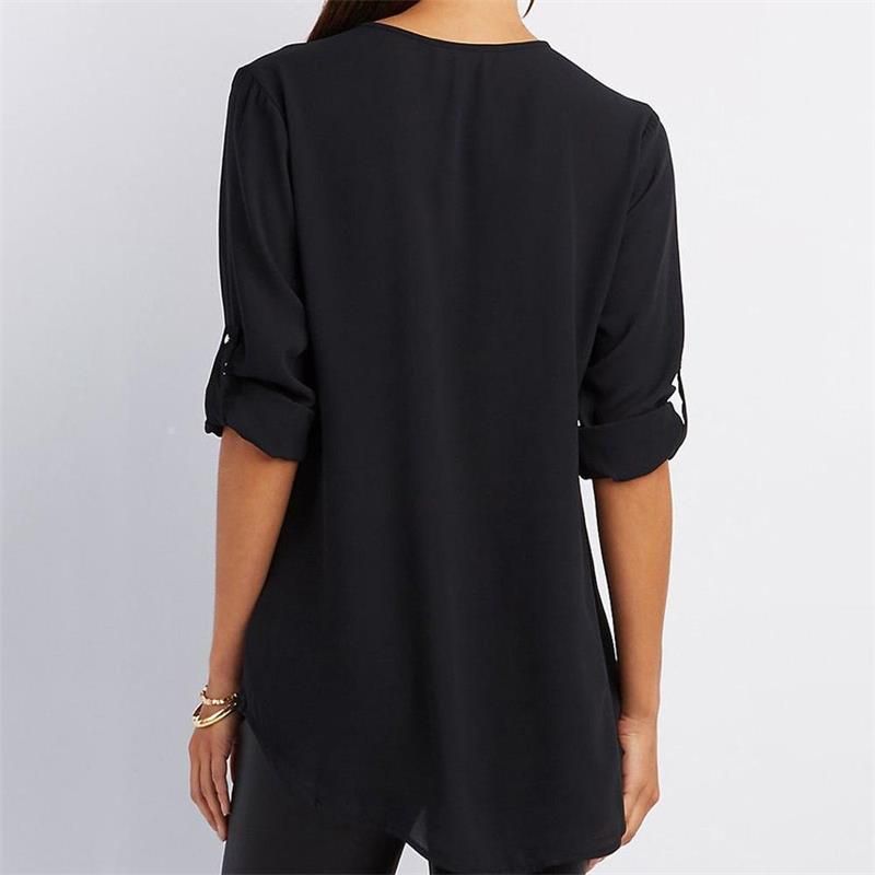 Women's V-neck Zipper Plus Size Long-sleeved Chiffon Shirt??Buy 2 Automatic 10% Off??