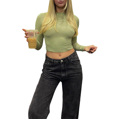 Women¡¯s Basic Slim Open Navel T-shirt