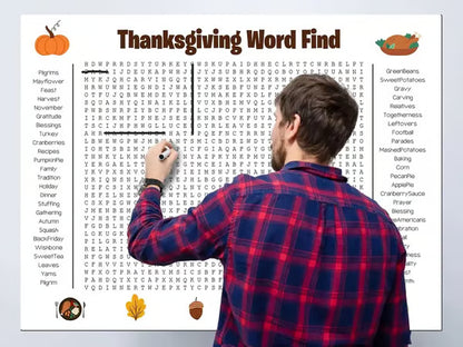 ⏰ Jumbo Thanksgiving & Christmas Word Search Poster – Giant 36"x24" Wall Game! 🎉